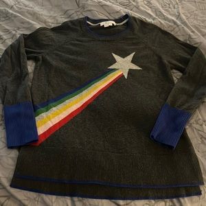 Boden womens XS gray sweater with star and rainbow.